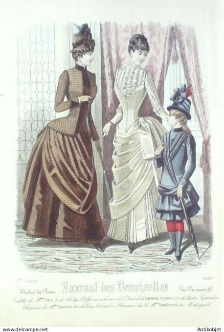 Gravure Mode J.Demoiselles 1886 # 4553 (Old Fashion plate)