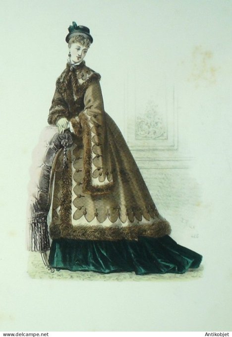 Gravure Mode Elegance Parisienne 1870 # 483 (Old Fashion plate)