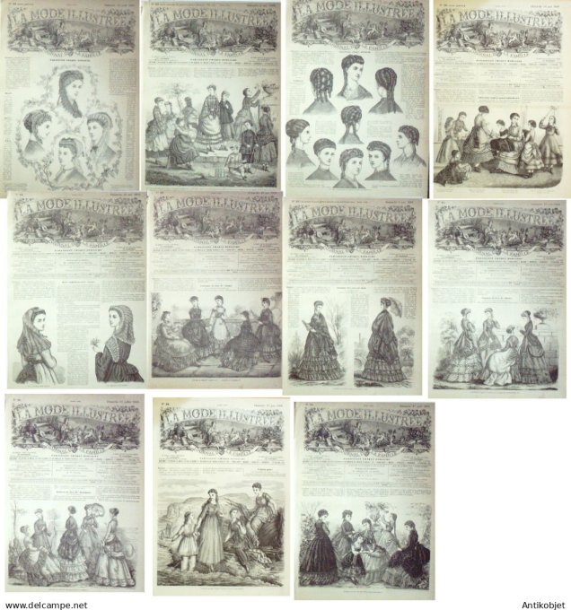 Mode illustree  1869 Lot de 11 journaux