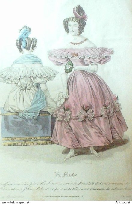 Gravure La mode 1833 # 280 (aquarelle old Fashion plate)