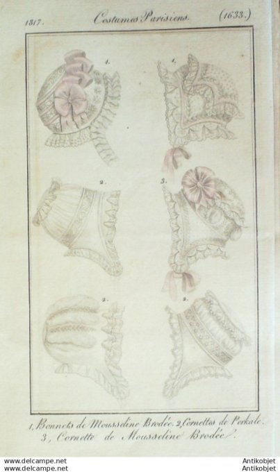 Gravure Mode Costume Parisien 1817 # 1633 (eau forte old Fashion plate