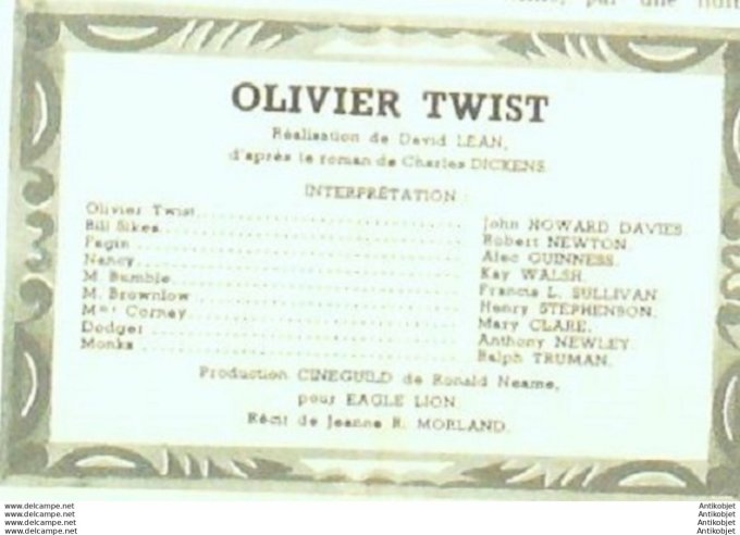Olivier Twist Ralph Truman Alec Guiness John Howard Davies