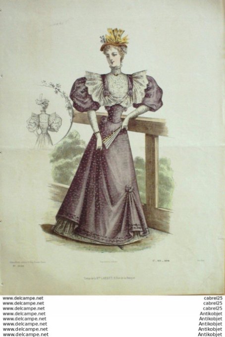 Gravure Mode Le Coquet 1894 # 17 (Old Fashion plate)