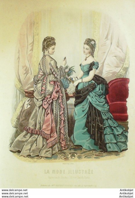 Gravure de mode La Mode illustrée 1874 n°11 (Maison Bréant-Castel)