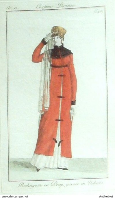 Costume Parisien 1804 an 12 # 540 (eau forte) Redingote en drap