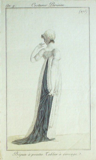 Gravure Mode Costume Parisien 1801 an   9 # 275 (eau forte old Fashion plate