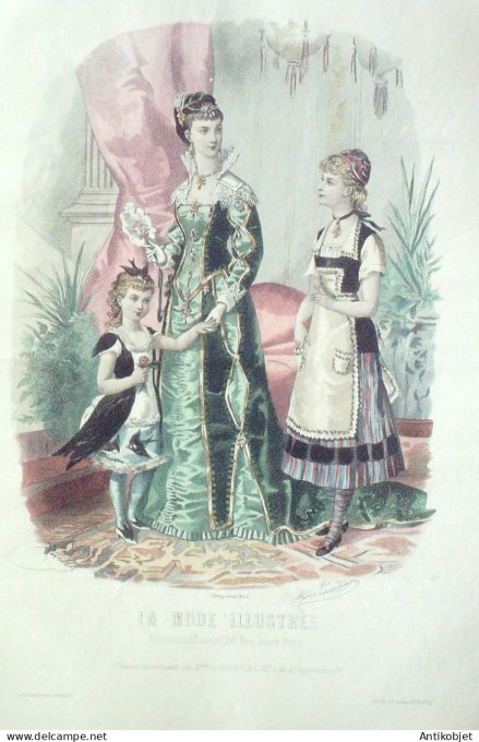 Gravure Mode illustree 1879 #  4 (Old Fashion plate)