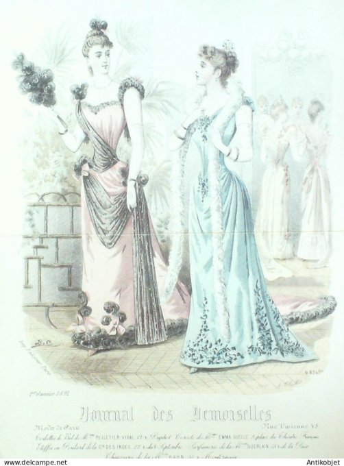 Gravure Mode J.Demoiselles 1891 # 4814b (Old Fashion plate)
