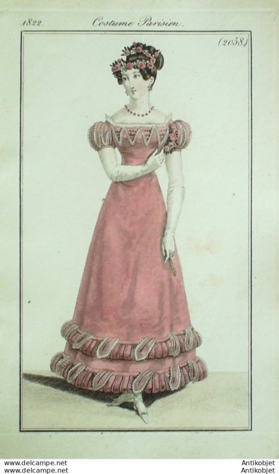 Costume Parisien 1822 # 2058 Robe en étoffe de Lyon