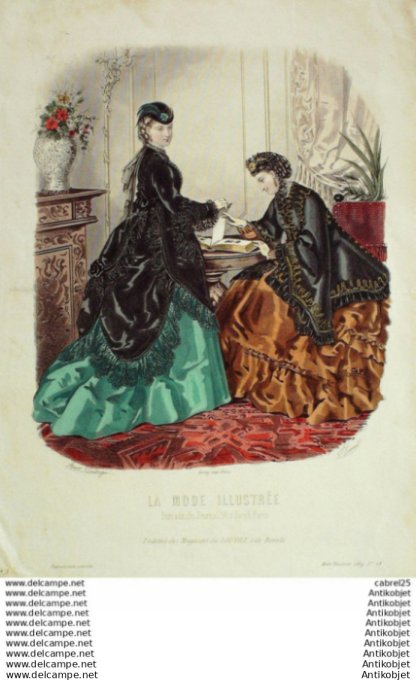 Gravure Mode illustree 1869 # 48 (Old Fashion plate)