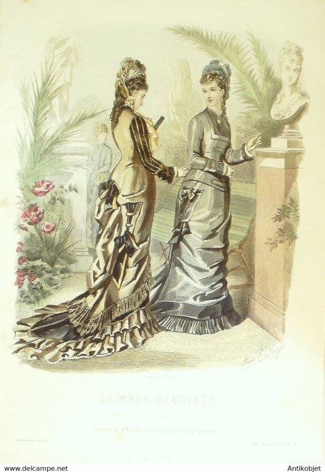Gravure de mode La Mode illustrée 1877 n°26 (Maison Bréant-Castel)
