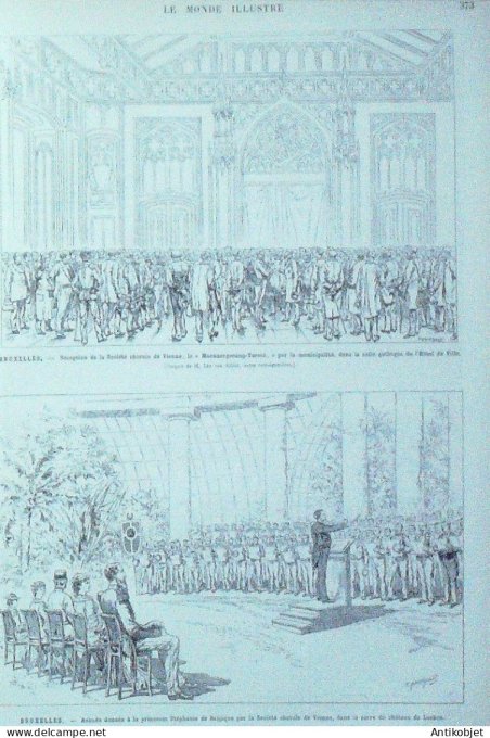 Le Monde illustré 1880 n°1211 Rennes (35) Belgique Bruxelles Laeken Vienne Maennergesang-Verein