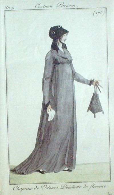 Gravure Mode Costume Parisien 1800 an   9 # 276 (eau forte old Fashion plate