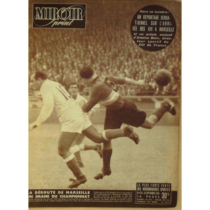 Miroir Sprint 1951 n° 276 24/9 SNEYERS BRUNEAU TONY SAY GINETTE JANY RUGBY XIII FRA