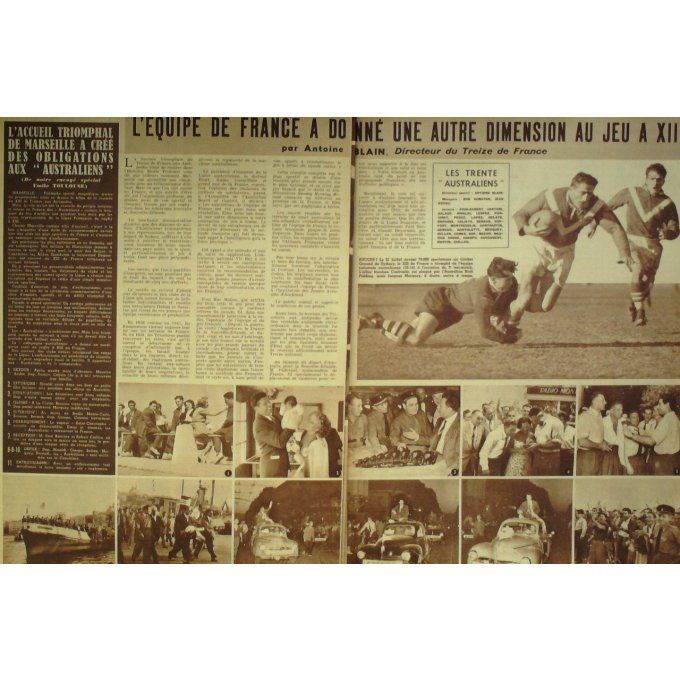 Miroir Sprint 1951 n° 276 24/9 SNEYERS BRUNEAU TONY SAY GINETTE JANY RUGBY XIII FRA