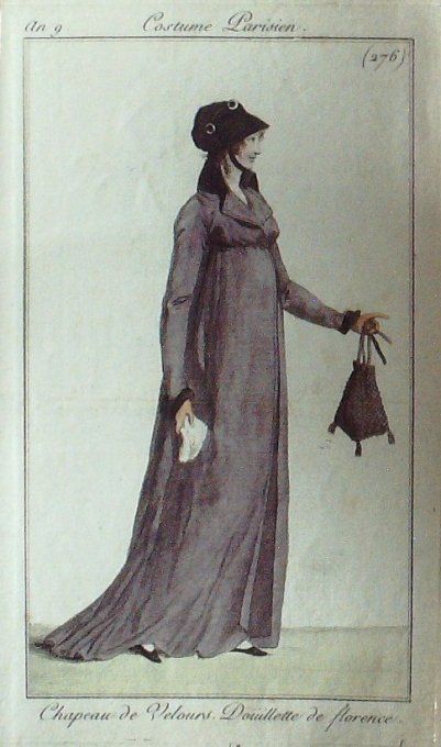 Gravure Mode Costume Parisien 1801 an   9 # 276 (eau forte old Fashion plate
