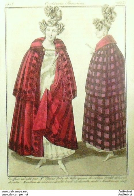 Gravure Mode Costume Parisien 1828 # 2653 (eau forte old Fashion plate
