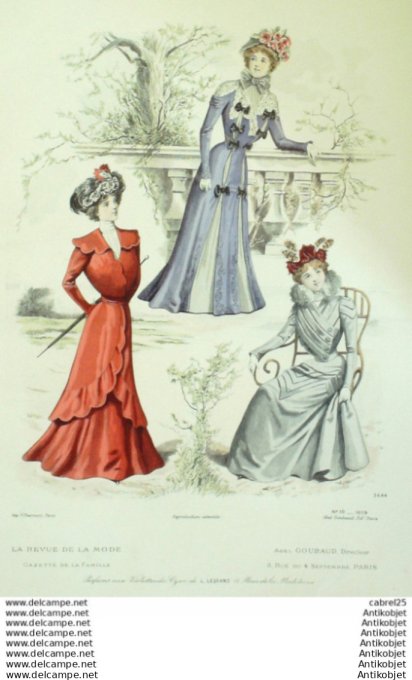 Gravure Mode La Gazette 1899 # 10 (Old Fashion plate)