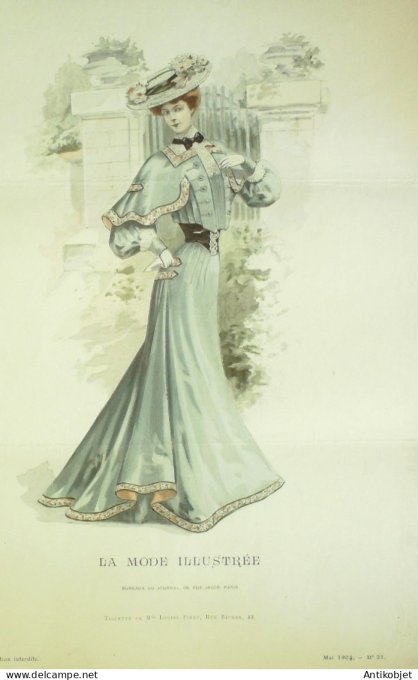 Gravure Mode illustree 1904 # 21 (Old Fashion plate) RARE
