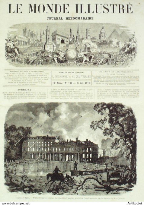 Le Monde illustré 1870 n°706 St-Could (92) Château Bagneux (92) Mont-Valérien Clamart Chatillon (92)