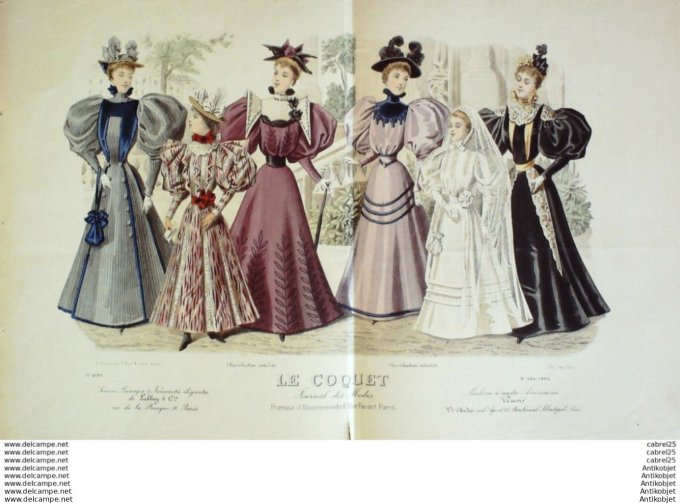 Gravure Mode Le Coquet 1895 # 09 (Old Fashion plate)