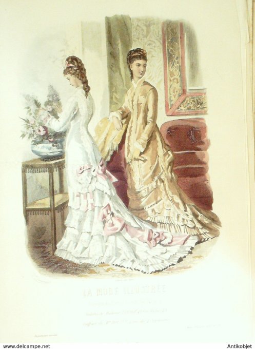 Gravure de mode La Mode illustrée 1877 n°27 (Maison Fladry-Boutin)