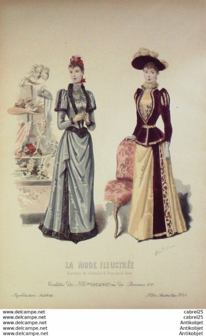 Gravure de mode La Mode illustrée 1890 n°47 (Maison Gradoz)