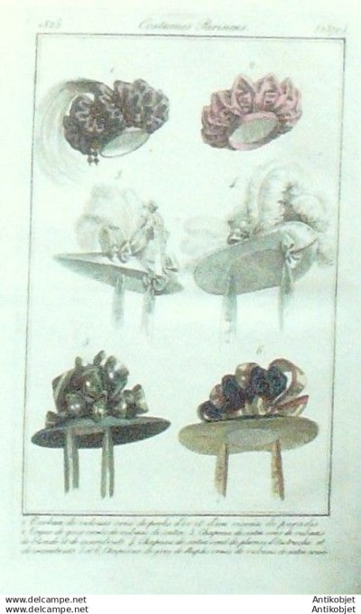 Gravure Mode Costume Parisien 1825 # 2370 (eau forte old Fashion plate