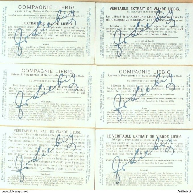 Chromo Liebig  839 Jours de la semaine (1905)