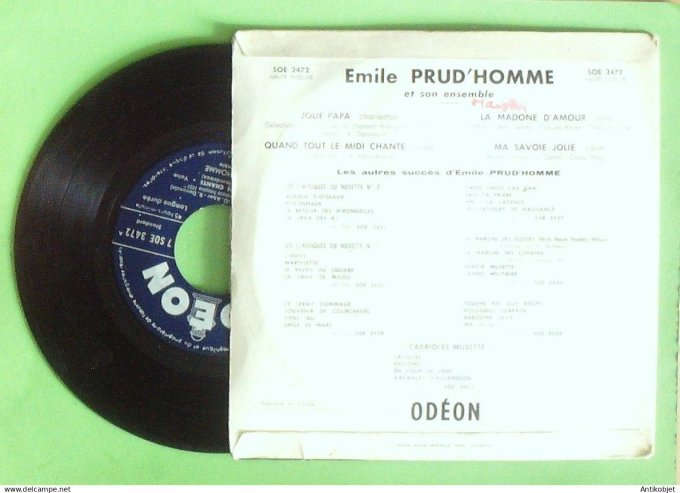 Prud'homme Emile 45T EP Joue papa 1954