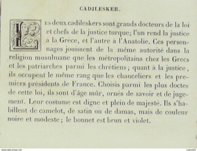 Turquie CADILESKER des Janissaires 1859