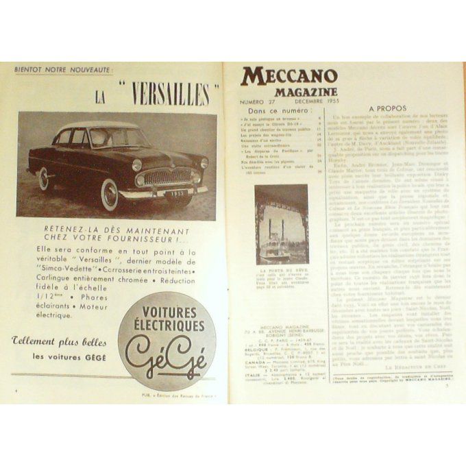 MECCANO MAGAZINE-CITROEN DS 19-WAGONS LITS-GEOLOGUE-1955
