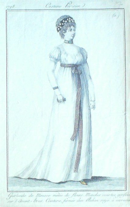 Gravure Mode Costume Parisien 1797 an  6 #  27 (eau forte old Fashion plate