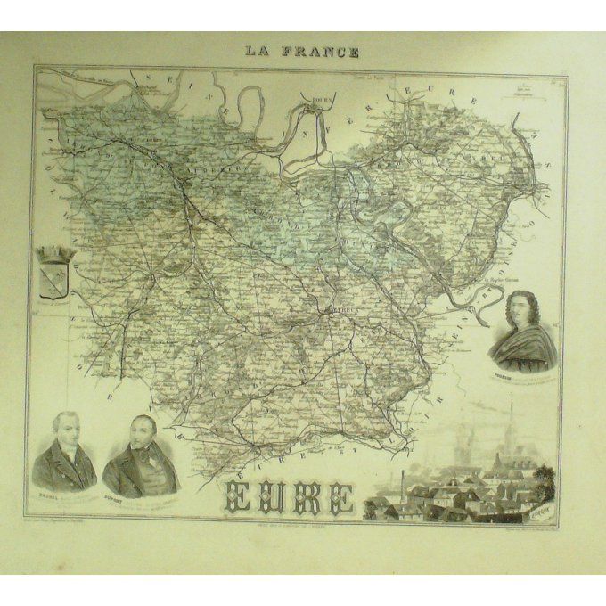 Carte EURE (27) EVREUX Graveur LECOQ WALTNER BARBIER 1868