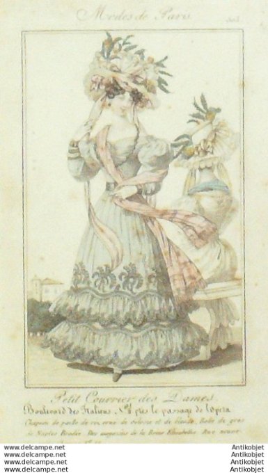 Gravure Mode Courrier des Dames 1826 #  503 (eau forte old Fashion plate)