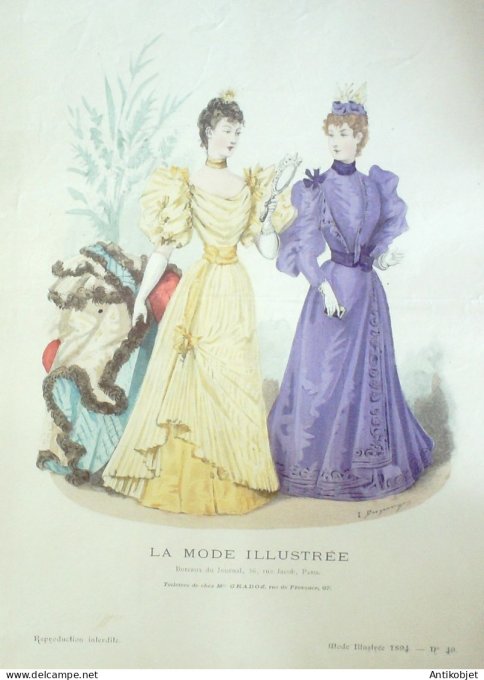 Gravure Mode illustree 1894 # 49 (Old Fashion plate) RARE