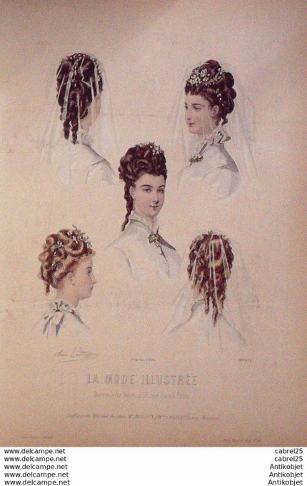 Gravure de mode La Mode illustrée 1874 n°16 (Maison Boutin)