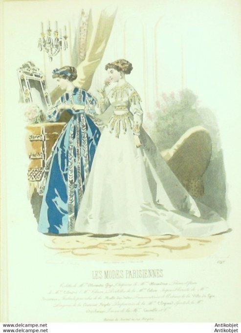 Gravure Les Modes Parisiennes 1865 #1249 Robes de voile Maison Ghys