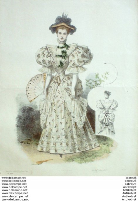Gravure Mode Le Coquet 1894 # 19 (Old Fashion plate)