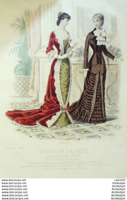 Gravure Mode La Gazette 1880 # 424 (Old Fashion plate)