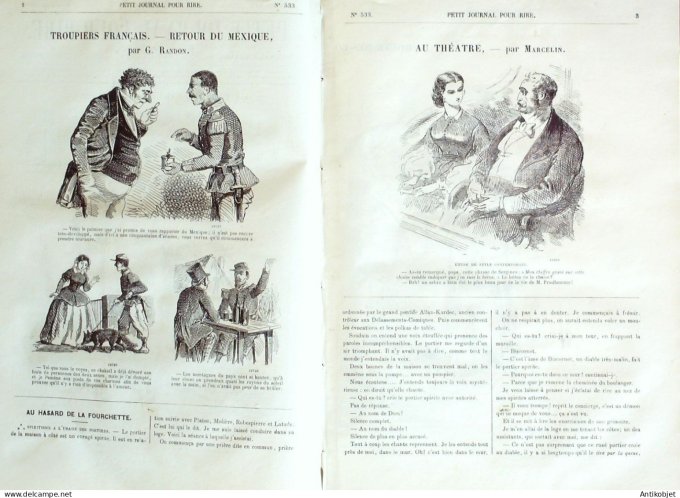 Petit journal pour Rire 1864 # 533 Retour du Mexique Troupiers francais Randon