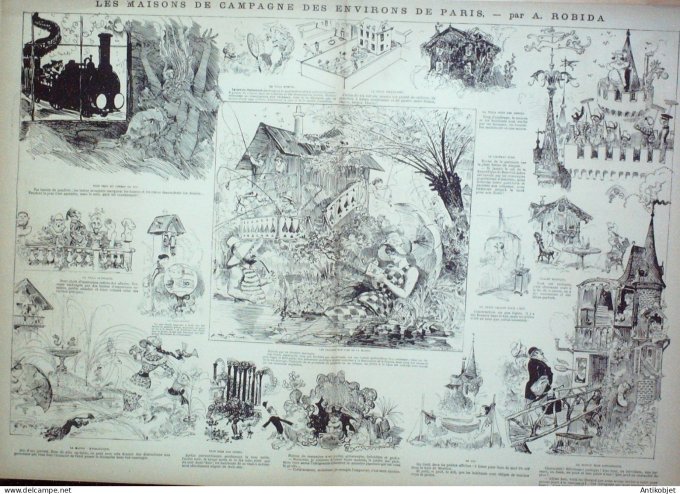 La Caricature 1882 #135 Maisons de campagne Robida Tinant Trock Loys