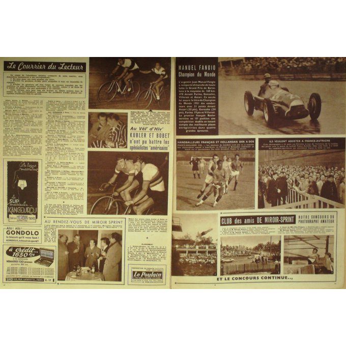 Miroir Sprint 1951 #  281 29 Oct Humez  Mitri Fangio Magni Koble T Bobet Joe Louis