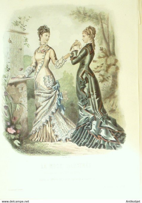 Gravure de mode La Mode illustrée 1877 n°28 (Maison Bréant-Castel)