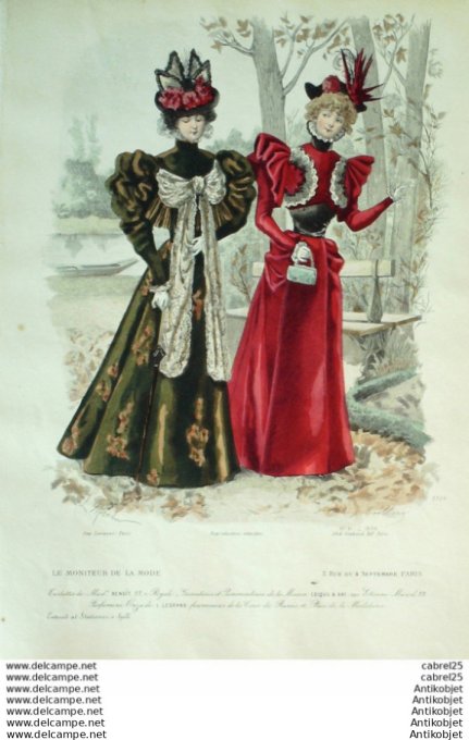 Gravure Mode Le Moniteur 1896 # 41 (Old Fashion plate)