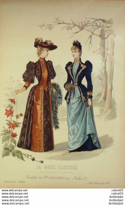 Gravure de mode La Mode illustrée 1890 n°48 (Maison Coussinet)