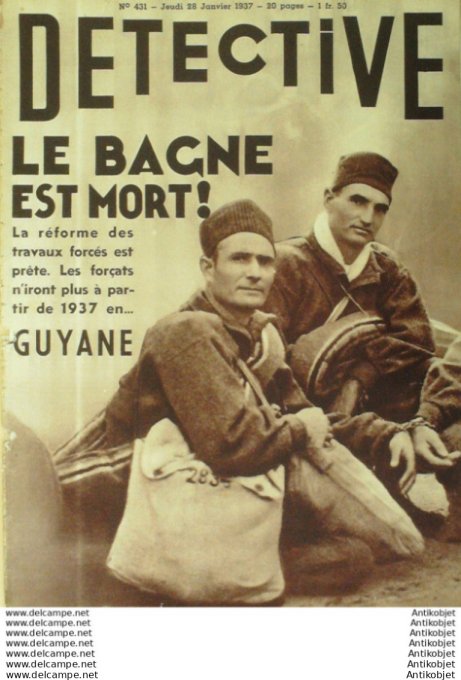 Détective 1937 n°431 dpt 12-13-29-62 Guyane