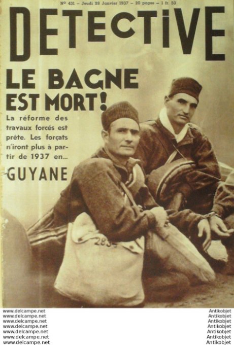 Détective 1937 # 431 Douarnenez Lens Marseille Rodez Guyane bagne