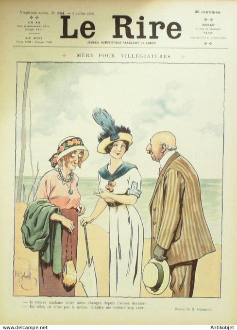 Le Rire 1913-07- 5 # 544 Journal humoristique Ed.Originale Jardin des plantes