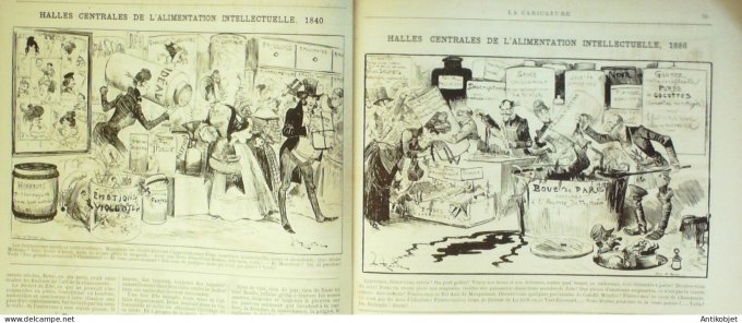 La Caricature 1886 #323 Revue décadente noire Halles centrales Robida